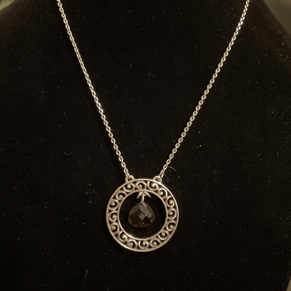 BRIGHTON CRYSTAL BALL TOPAZ‎ BROWN FILIGREE CIRCLE PENDANT